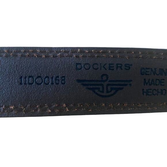 Men's Dockers Size 40/100 Brown Belt Style 11DO0168 Genuine Leather Silver Buckl - Picture 5 of 12